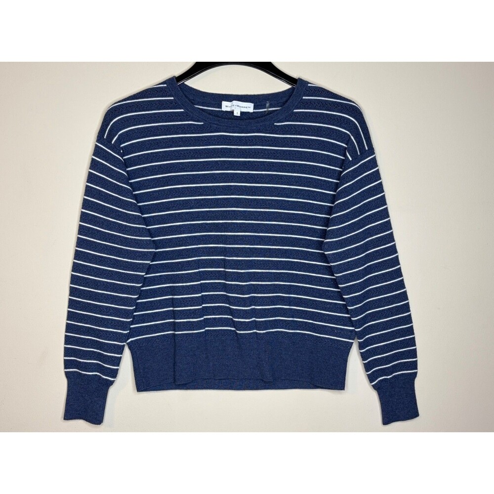 White + Warren Women's Blue & White Striped Sweater Size S